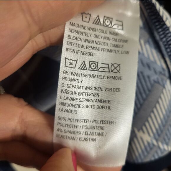 Susan Graver Weekend Liquid Knit Blue Black Long Sleeve Button Up Blouse, S - Picture 7 of 7